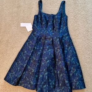 Azazie Women’s Plus Size Jacquard Pleated Midi Dress - Navy - Size 14